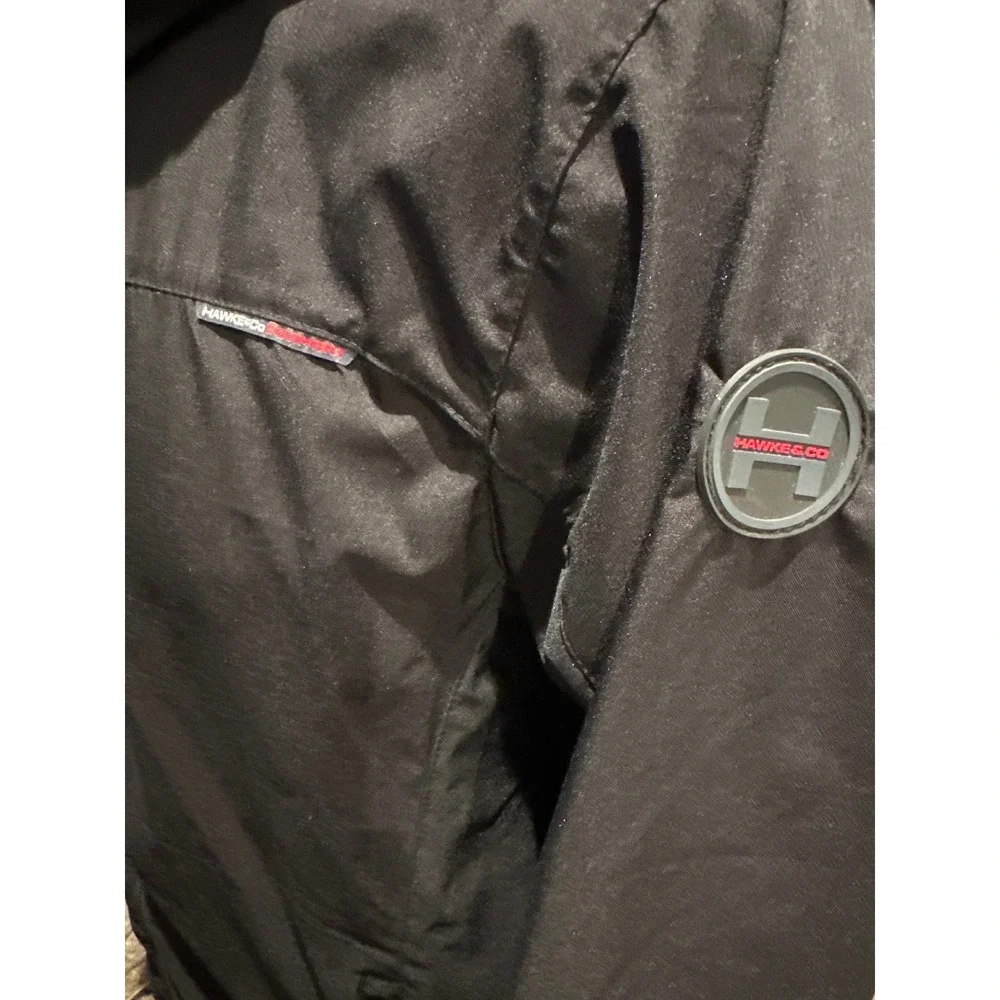 Hawke & Co Sport Hooded Windbreaker Jacket Mens M Black Full Zip Mesh Lined